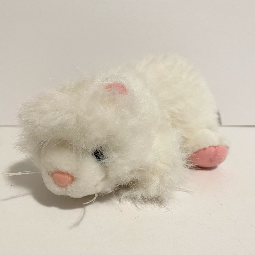 Ganz Heritage Collection White Kitty Cat Plush Stuffed Animal Toy Pink 8” Laying